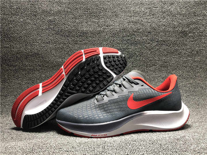 Nike Zoom Pegasus 37 Grey Red Shoes - Click Image to Close